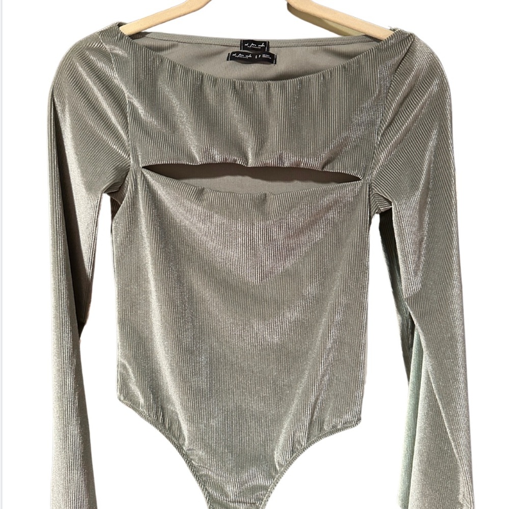 Urban Outfitters Green Cut Out Long Sleeve Bodysuit